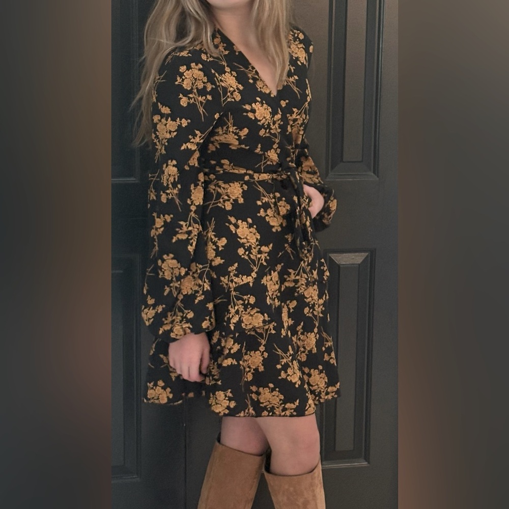 REVOLVE dress, Brand New - Small - black with dark yellow flowers